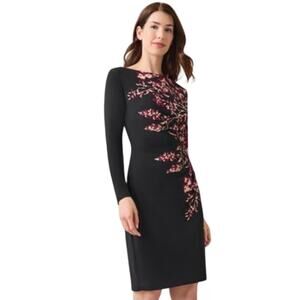 Kasper | Dresses | Kasper Lacey Lacesleeve Sheath Dress Womens S Red Split  Neck Cuff Long Sleeve | Poshmark